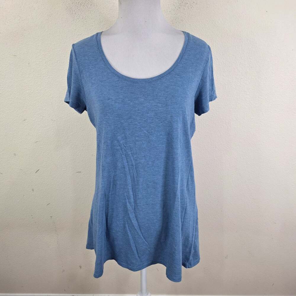 Pure Jill Scoop Neck Elliptical Tee Shirt Size XS Blue Short Sleeve Pima Cotton